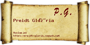 Preidt Glória névjegykártya